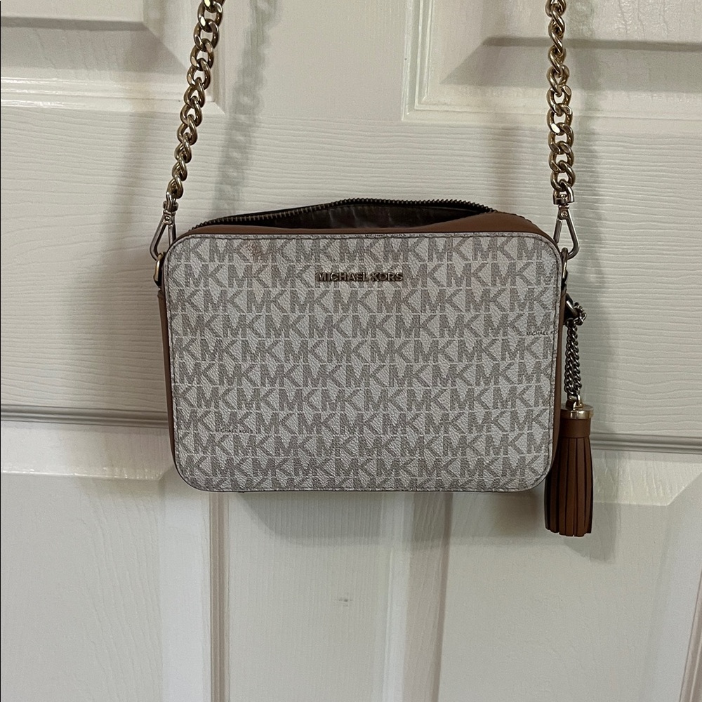 Michael Kors Tan and Cream Crossbody Bag